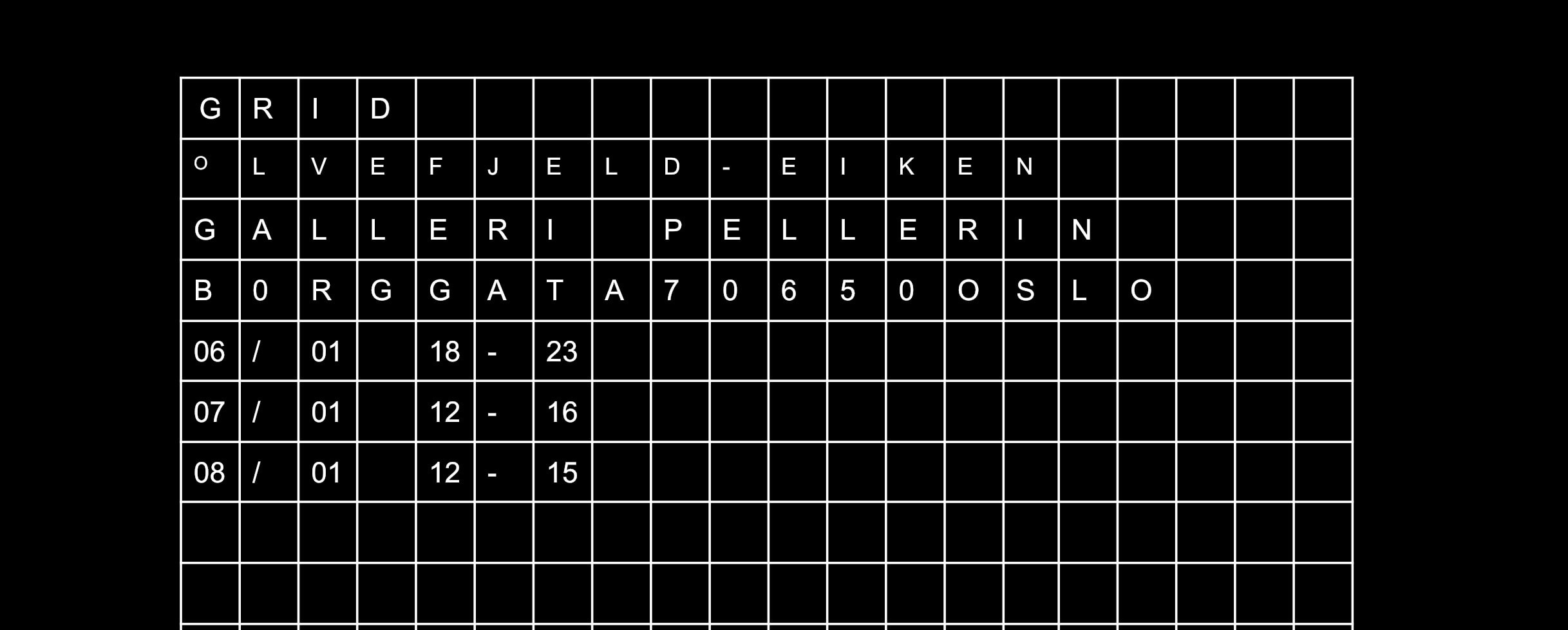 Utstilling: Olve Fjeld-Eiken - ’Grid' Utstilling: Olve Fjeld-Eiken - ’Grid'